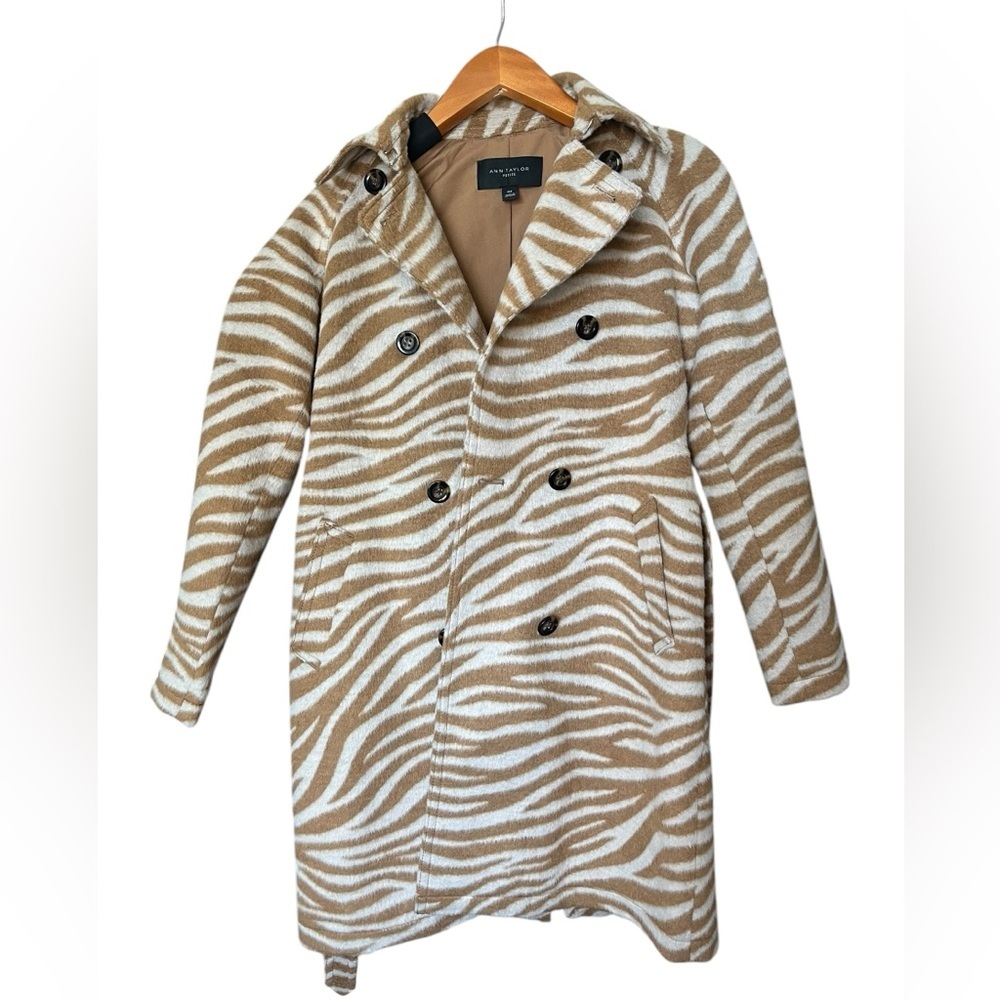 Ann Taylor zebra print double breasted coat
